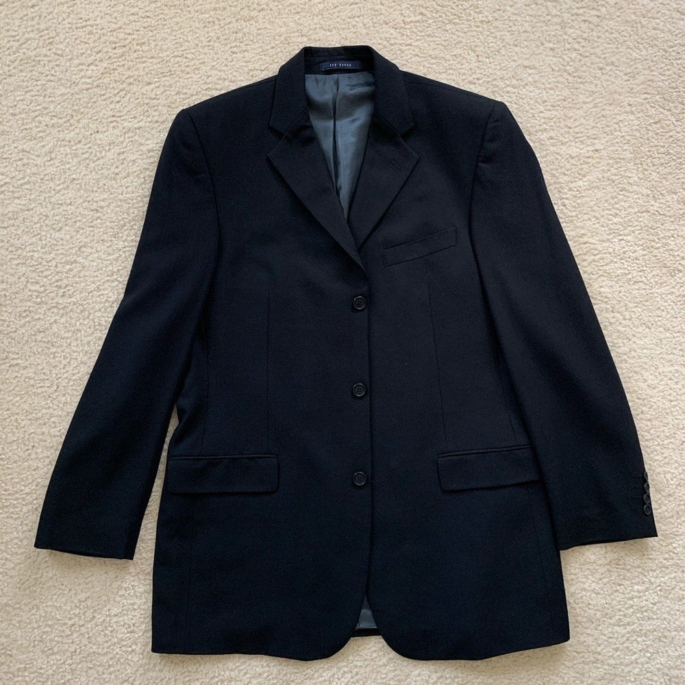Ted Baker London Black Wool Blazer Suit Jacket 42L